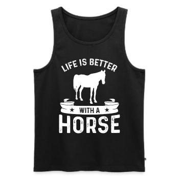 Das Leben ist besser mit einem Pferd - Männer Premium Bio Tank Top - Schwarz - Vorne - Michal (187cm)