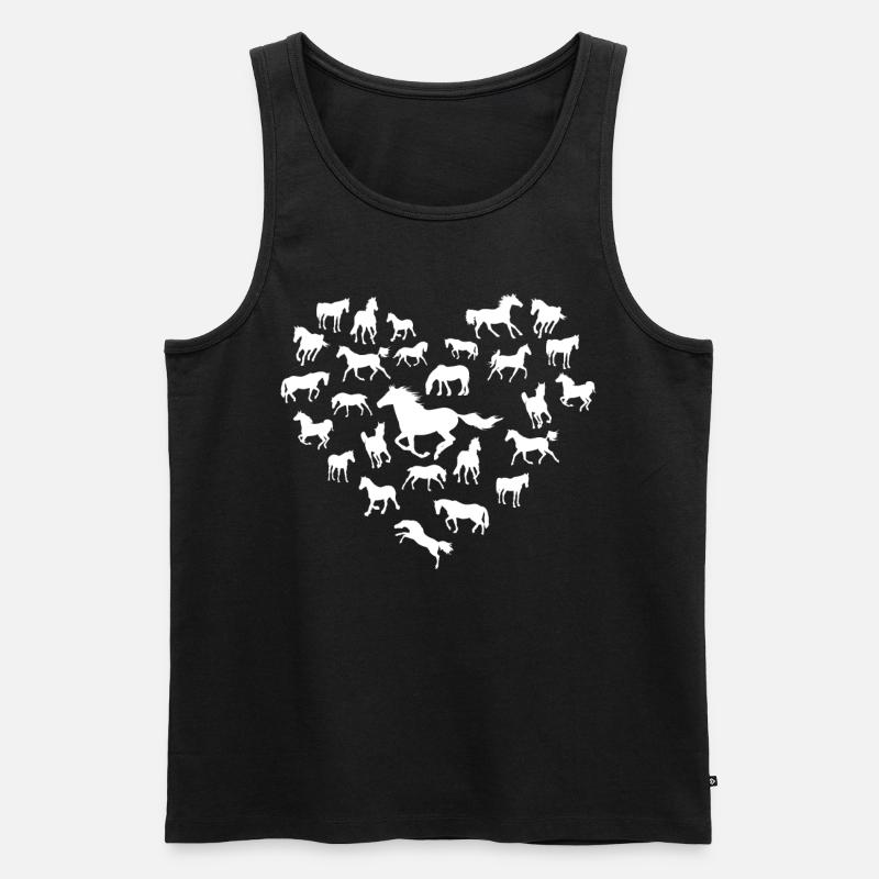 Pferde Herz - Männer Premium Bio Tank Top - Schwarz