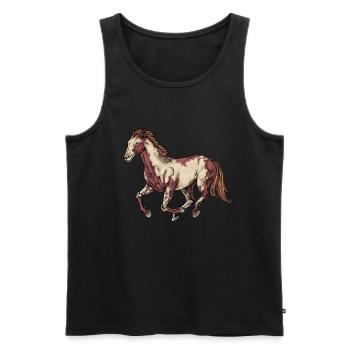 Dessin d’un cheval de peinture - Débardeur bio Premium Homme - noir - Devant - Michal (187cm)