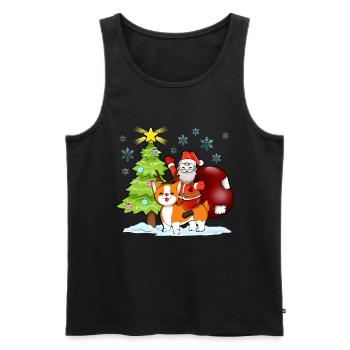 Weihnachtsmann reitet Corgi Weihnachten - Männer Premium Bio Tank Top - Schwarz - Vorne - Michal (187cm)