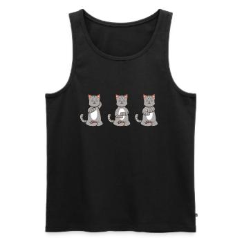 Drei Katzen beim Reiki - Männer Premium Bio Tank Top - Schwarz - Vorne - Michal (187cm)