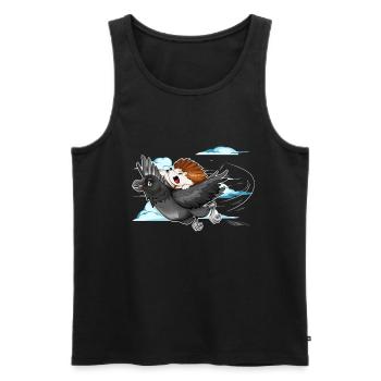 Hedgehog flies on raven - Men's Premium Organic Tank Top - black - Front - Michal (187cm)