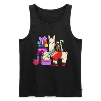 With Gingerbread Man - Lama Christmas - Men's Premium Organic Tank Top - black - Front - Michal (187cm)