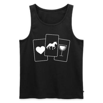 Coeur - Vin - Cheval - - Débardeur bio Premium Homme - noir - Devant - Michal (187cm)