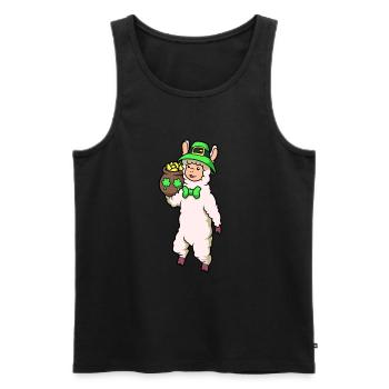 Lama Leprechaun - St Patrick's Lama - Men's Premium Organic Tank Top - black - Front - Michal (187cm)