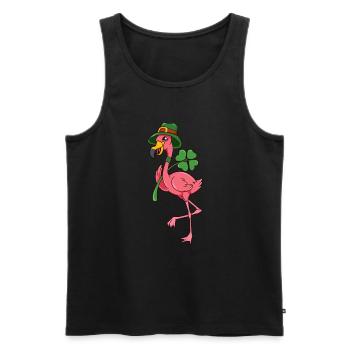 Flamant rose Leprechaun - St Patrick Flamingo - Débardeur bio Premium Homme - noir - Devant - Michal (187cm)
