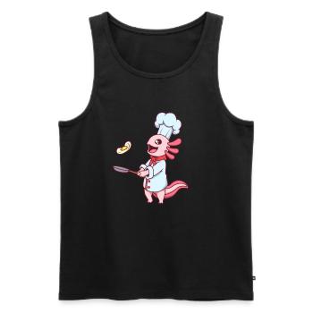Cartoon Axolotl Chef - Men's Premium Organic Tank Top - black - Front - Michal (187cm)
