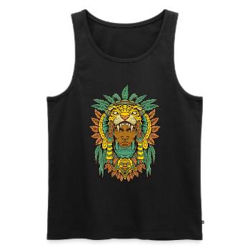Aztec Warrior - Jaguar Warrior - Men's Premium Organic Tank Top - black - Front - AI Model Male 178 light (178cm)
