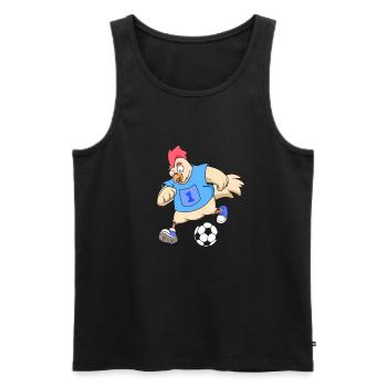 Comic Huhn spielt Fußball - Männer Premium Bio Tank Top - Schwarz - Vorne - Michal (187cm)