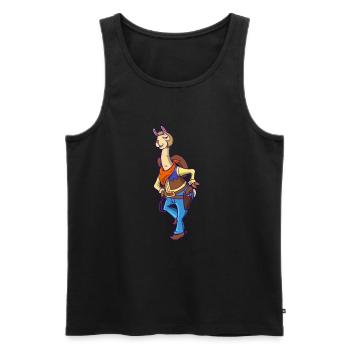 Dessin animé Cowboy Alpaga - Débardeur bio Premium Homme - noir - Devant - Michal (187cm)
