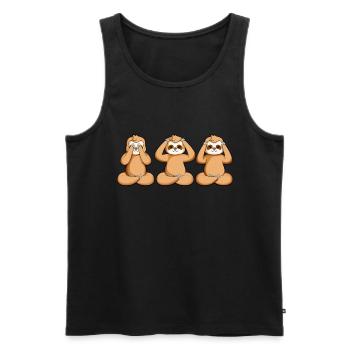 Dreimal Faultier beim Reiki - Männer Premium Bio Tank Top - Schwarz - Vorne - Michal (187cm)