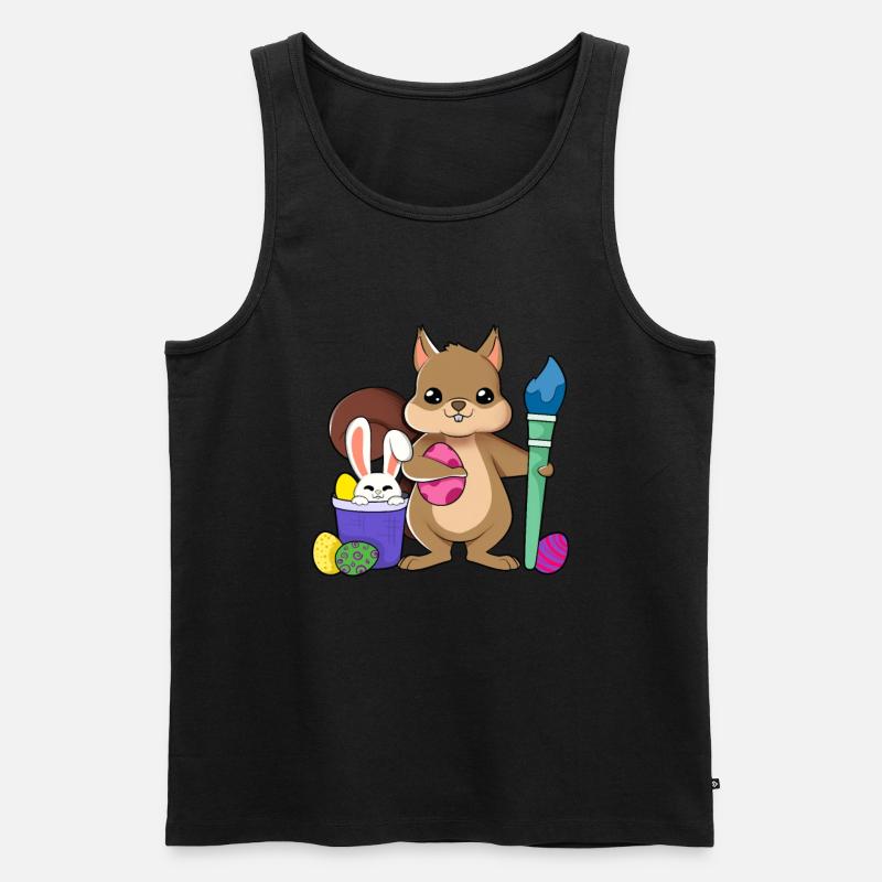 Cute squirrel paints Easter eggs - Men's Premium Organic Tank Top - black