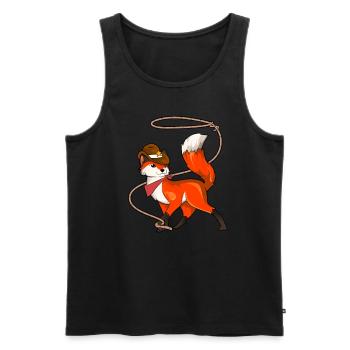 Cartoon Cowboy Fuchs - Männer Premium Bio Tank Top - Schwarz - Vorne - AI Model Male 178 light (178cm)