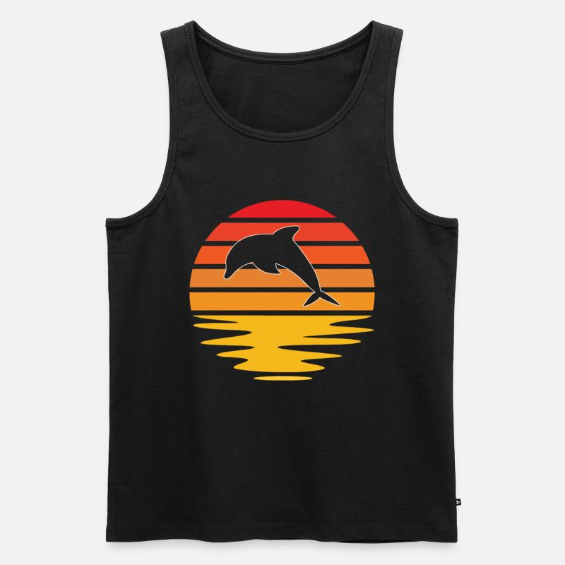 Delfin Retro - Männer Premium Bio Tank Top - Schwarz
