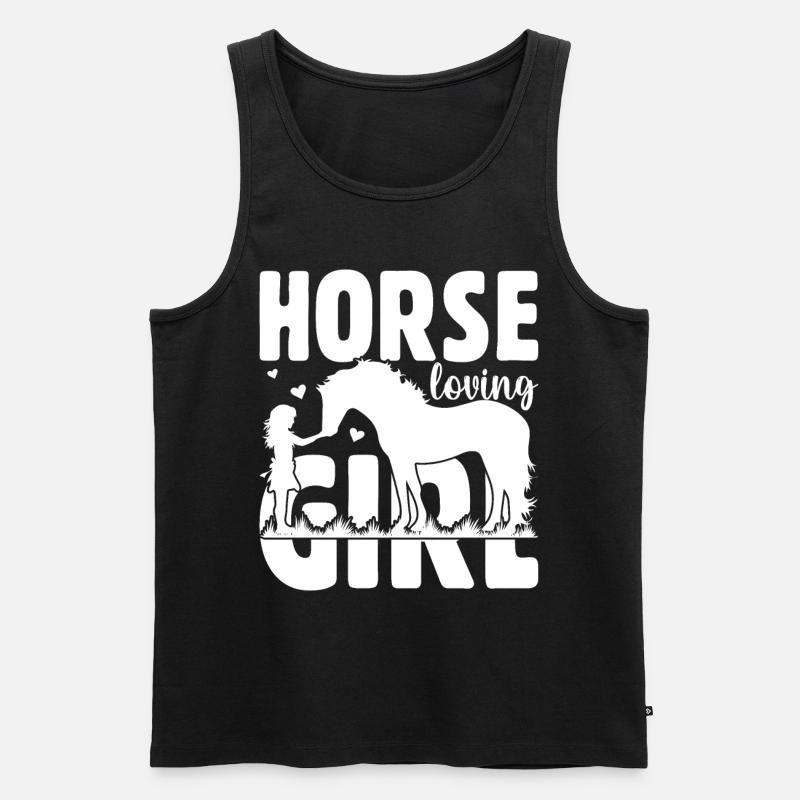 Pferdeliebendes Mädchen - - Männer Premium Bio Tank Top - Schwarz