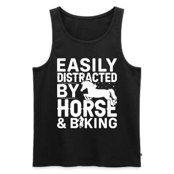 Facilement distrait par les chevaux et le cyclisme - - Débardeur bio Premium Homme - noir - Devant - Michal (187cm)