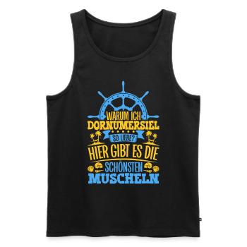 Schöne Muscheln - Warum ich Dornumersiel so liebe - Männer Premium Bio Tank Top - Schwarz - Vorne - Michal (187cm)