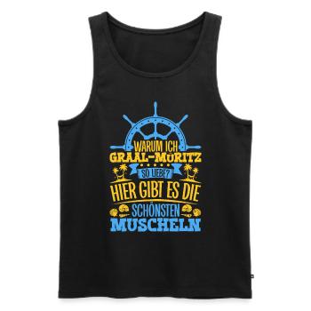 Schöne Muscheln - Warum ich Graal-Müritz so liebe - Männer Premium Bio Tank Top - Schwarz - Vorne - AI Model Male 178 light (178cm)
