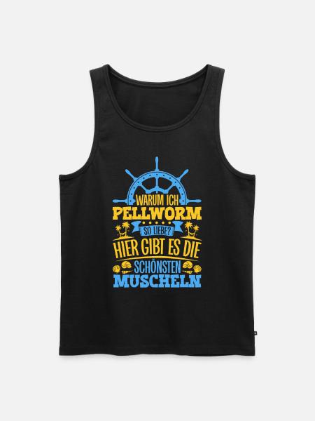 Schöne Muscheln - Warum ich Pellworm so liebe - Männer Premium Bio Tank Top - Schwarz