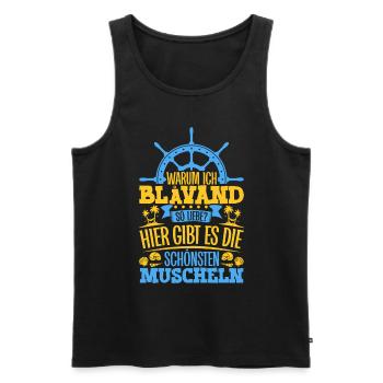 Schöne Muscheln - Warum ich Blåvand so liebe - Männer Premium Bio Tank Top - Schwarz - Vorne - Michal (187cm)
