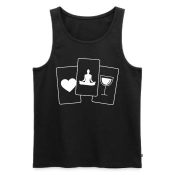 Heart - Wine - Yoga - - Men's Premium Organic Tank Top - black - Front - Michal (187cm)