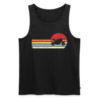 Sonne und Retro-Linien - Motorrad - - Männer Premium Bio Tank Top - Schwarz - Vorne - Michal (187cm)