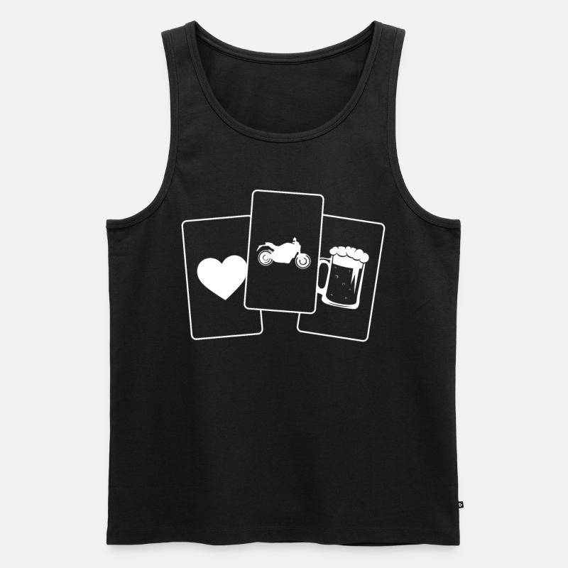 Herz - Bier - Motorrad - - Männer Premium Bio Tank Top - Schwarz