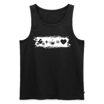 Grunge rectangle - coeur - café - Mec Moto - - Débardeur bio Premium Homme - noir - Devant - Michal (187cm)