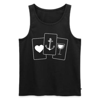 Herz - Wein - Anker - - Männer Premium Bio Tank Top - Schwarz - Vorne - Michal (187cm)