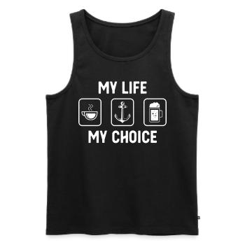 Ma vie Mon choix - Bière - Ancre - - Débardeur bio Premium Homme - noir - Devant - Michal (187cm)