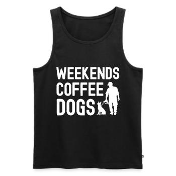 Weekends Coffee Dogs - Men's Premium Organic Tank Top - black - Front - Michal (187cm)