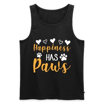 Happiness Has Paws - Herzen und Pfoten - Männer Premium Bio Tank Top - Schwarz - Vorne - AI Model Male 178 light (178cm)