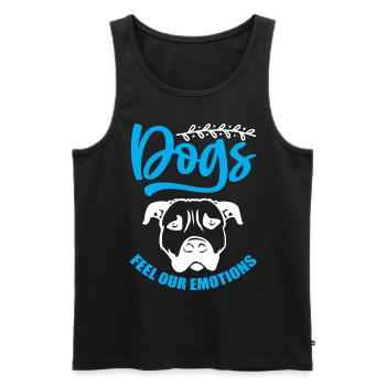 Hunde fühlen unsere Gefühle - blau und weiß - Männer Premium Bio Tank Top - Schwarz - Vorne - Michal (187cm)