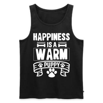 Happiness is a warm puppy - Men's Premium Organic Tank Top - black - Front - Michal (187cm)