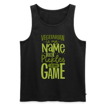 Eating pickles is my game - Gurken - Männer Premium Bio Tank Top - Schwarz - Vorne - AI Model Male 178 light (178cm)