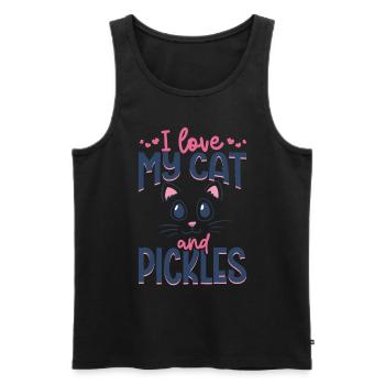 I love my cat and pickles - Gurke - Männer Premium Bio Tank Top - Schwarz - Vorne - AI Model Male 178 light (178cm)