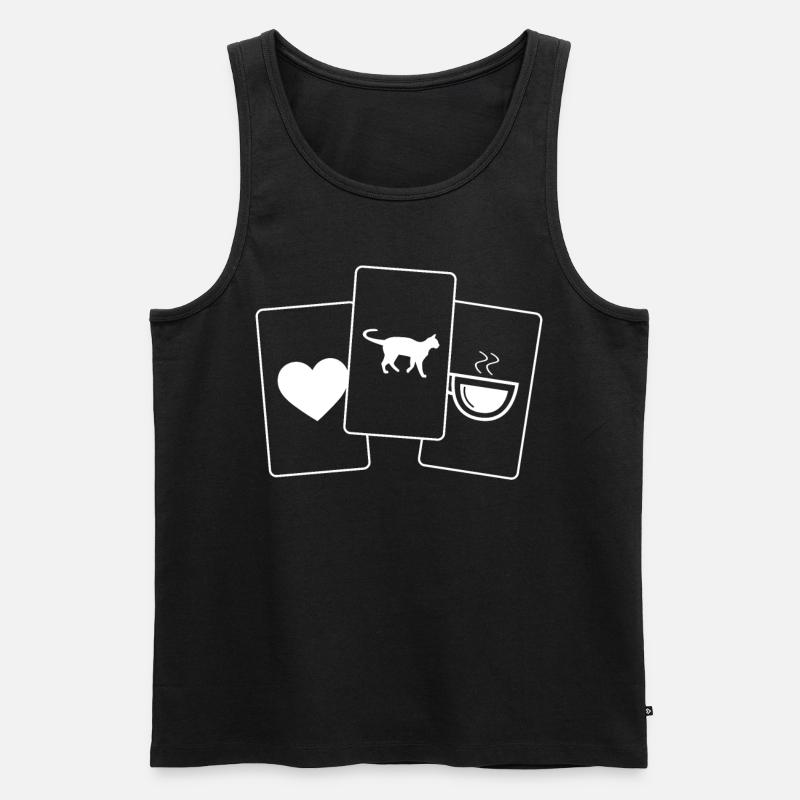 Herz - Kaffee - Katze - - Männer Premium Bio Tank Top - Schwarz