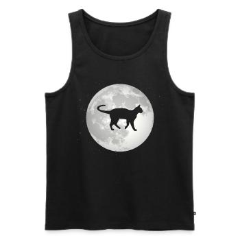 Pleine Lune - Chat - - Débardeur bio Premium Homme - noir - Devant - Michal (187cm)