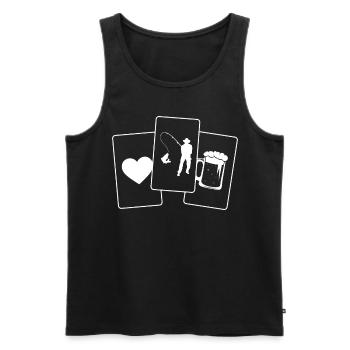Herz - Bier - Angeln - - Männer Premium Bio Tank Top - Schwarz - Vorne - Michal (187cm)