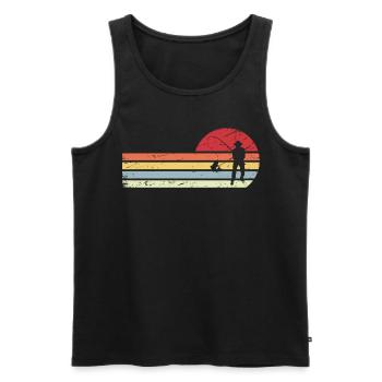 Soleil et lignes rétro - Pêche - - Débardeur bio Premium Homme - noir - Devant - Michal (187cm)