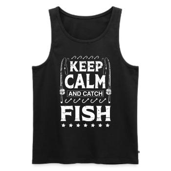 Restez calme et attrapez du poisson - (2) - Débardeur bio Premium Homme - noir - Devant - Michal (187cm)