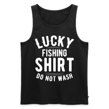 Ne lavez pas la chemise du pêcheur chanceux 9 - - Débardeur bio Premium Homme - noir - Devant - Michal (187cm)