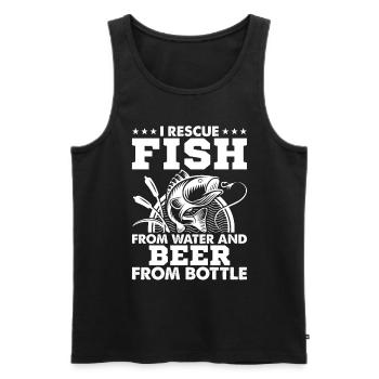Je sauve les poissons de l’eau et la bière du F - Débardeur bio Premium Homme - noir - Devant - Michal (187cm)