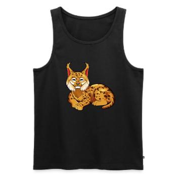 Lynx eurasien Kawaii - Débardeur bio Premium Homme - noir - Devant - Michal (187cm)