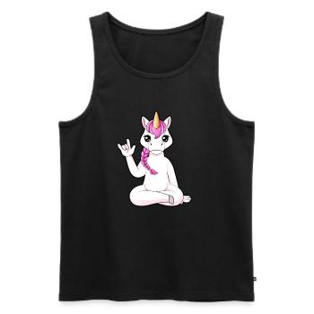 Cartoon Unicorn Shows I Love You - Débardeur bio Premium Homme - noir - Devant - Michal (187cm)