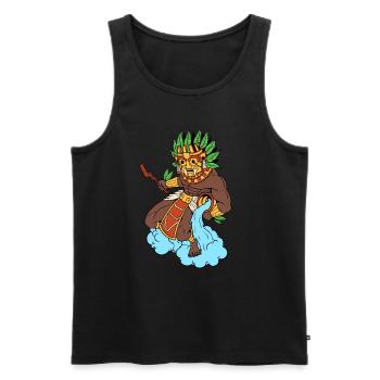 Aztec god of rain - Tlaloc - Men's Premium Organic Tank Top - black - Front - AI Model Male 178 light (178cm)