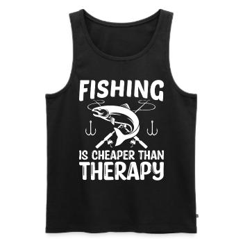 La pêche coûte moins cher que la thérapie - - Débardeur bio Premium Homme - noir - Devant - Michal (187cm)