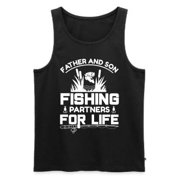 Vater und Sohn Angeln Partner für das Leben 2 - - Männer Premium Bio Tank Top - Schwarz - Vorne - Michal (187cm)