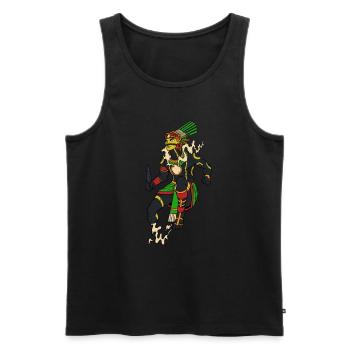 Aztec god of the night - Tezcatlipoca - Men's Premium Organic Tank Top - black - Front - AI Model Male 178 light (178cm)