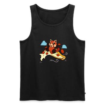 Pizzaliebhaber - Roter Panda fliegt auf Pizza - Männer Premium Bio Tank Top - Schwarz - Vorne - AI Model Male 178 light (178cm)
